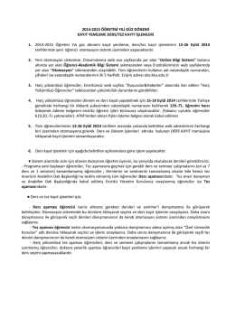 2014-2015 ÖĞRETİM YILI GÜZ DÖNEMİ KAYIT YENİLEME DERS