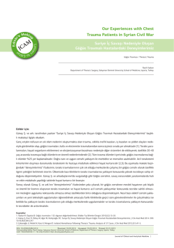 Our Experiences with Chest Trauma Patients in Syrian Civil War