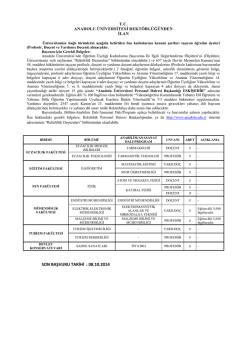 SON BAŞVURU TARİHİ : 08.10.2014