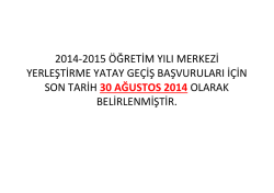 2014-2015 Merkezi Yerleştirme Yatay Ge&ccedil;iş Duyurusu