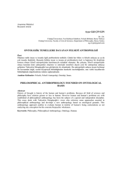 Ayşe G&uuml;l &Ccedil;IVGIN ONTOLOJİK TEMELLERE DAYANAN FELSEFİ