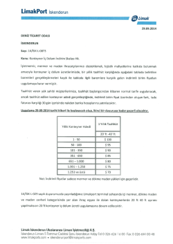 Konteyner İ&ccedil; Dolum İndirim Skalası