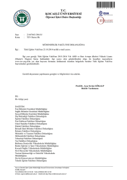 TEV Bursu Hk - Kocaeli &Uuml;niversitesi Kimya M&uuml;hendisliği B&ouml;l&uuml;m&uuml;