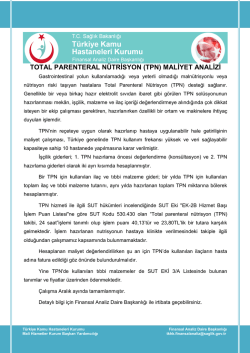 TOTAL PARENTERAL N&Uuml;TRİSYON (TPN) MALİYET ANALİZİ