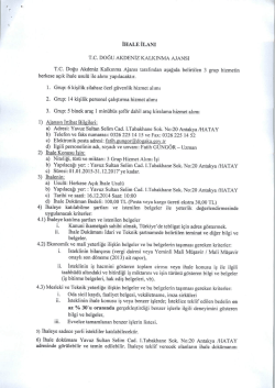 İHALE İLANI rc. DOĞU AKDENİZ KALKINMA AJANSI