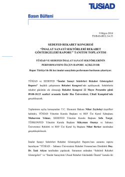SEDEFED REKABET KONGRESİ &ldquo;İMALAT SANAYİ