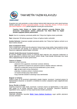 Tam Metin Bildiri Yazım Kılavuzu