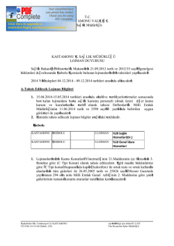 Lojman duyurusu - Kastamonu İl Sağlık M&uuml;d&uuml;rl&uuml;ğ&uuml;