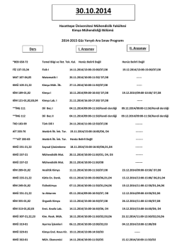 2014-2015 G&uuml;z Yarıyılı Ara Sınav Programı