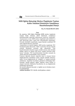 Milli Eğitim Bakanlığı Merkez &Ouml;rg&uuml;t&uuml;n&uuml;n Toplam Kalite Y&ouml;netimi