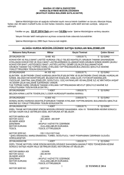 22 temmuz 2014 ihale listesi - Makina ve Kimya End&uuml;strisi Kurumu