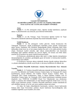 Akademik Kadrolara Atama ve Y&uuml;kseltmelerde Esas Alınacak