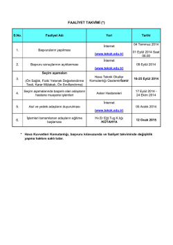 FAALİYET TAKVİMİ (*) - Hava Teknik Okullar Komutanlığı