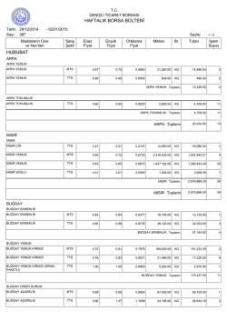 haftalık borsa bülteni hububat