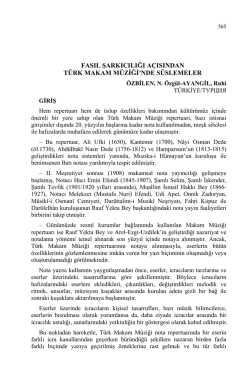 &Ouml;ZBİLEN, N. &Ouml;zg&uuml;l&ndash;AYANGİL, Ruhi-FASIL ŞARKICILIĞI