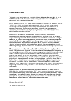 KAMUOYUNA DUYURU T&uuml;rkiyeʼde mimarların ilk bağımsız meslek