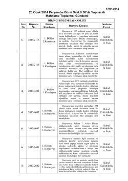 23 OCAK 2014 G&Uuml;NDEMİ