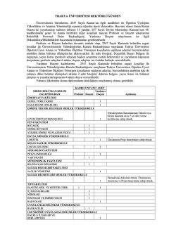 TRAKYA &Uuml;NİVERSİTESİ REKT&Ouml;RL&Uuml;Ğ&Uuml;NDEN &Uuml;niversitemiz