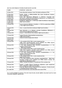 2014 YILI YB&Uuml; &Ouml;ĞRENCİ TEMSİLCİLERİ SE&Ccedil;İM TAKVİMİ Not