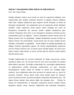 GEŞTALT YAKLAŞIMINA G&Ouml;RE SAĞLIK VE SAĞLIKSIZLIK Uzm
