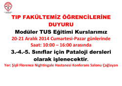 TIP FAK&Uuml;LTEMİZ &Ouml;ĞRENCİLERİNE DUYURU Mod&uuml;ler TUS Eğitimi
