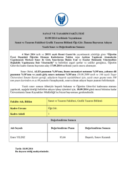 SANAT VE TASARIM FAK&Uuml;LTESİ 01/09/2014 tarihinde Yayımlanan