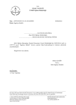 UŞAK VALİLİĞİ 11 Miı&uuml; Eğitim M&uuml;d&uuml;rl&uuml;ğ&uuml; sayı z68743554