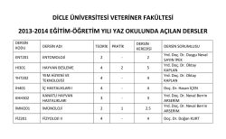 dicle &uuml;niversitesi veteriner fak&uuml;ltesi 2013-2014 eğitim