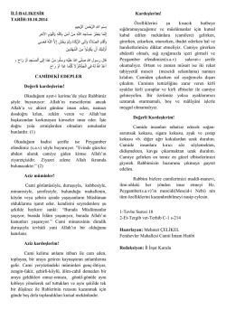 10.10.2014 Tarihli Hutbe : CAMİDEKİ EDEPLER