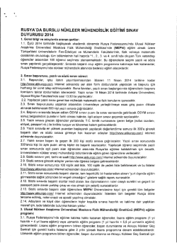 RUsYApA BURsLU N&Uuml;KLEER M&Uuml;HENDİSLİK EĞİTİMİ sıNAv