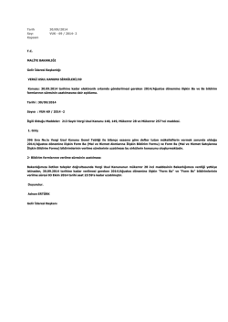 Tarih 30/09/2014 Sayı VUK - 69 / 2014