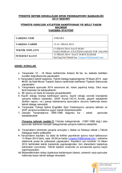 TİESF GEN&Ccedil;LER ATLETİZM T&Uuml;RKİYE ŞAMPİYONASI TALİMATI