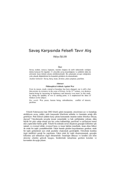 Savaş Karşısında Felsefi Tavır Alış