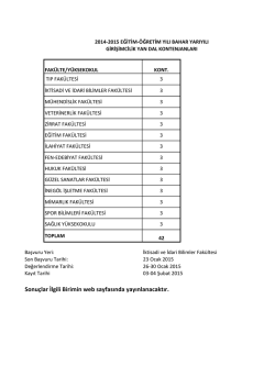 Sonu&ccedil;lar İlgili Birimin web sayfasında yayınlanacaktır.
