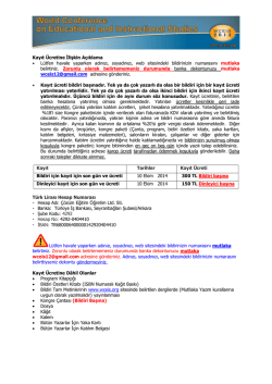 Kongre Kaydı ve Ucreti