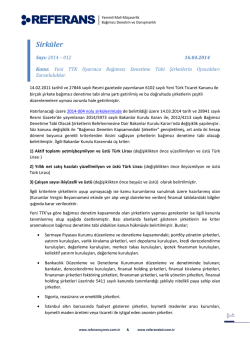 2014-012 Yeni TTK Uyarınca Bağımsız Denetime Tabi Şirketlerin