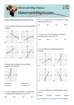 Kazanım: Doğrusal denklemleri ve grafikleri a&ccedil;ıklar. 1. 3x