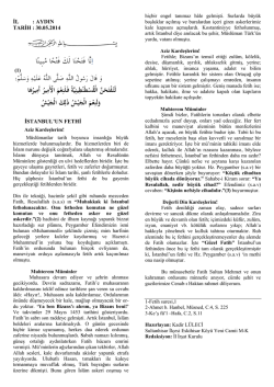 30.05.2014 - Tevbe ve İstiğfar Mevsimi &Uuml;&ccedil; Aylar