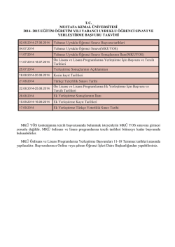 2014 Registration Calender - Mustafa Kemal &Uuml;niversitesi