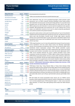 Piyasa Günlüğü - Türkiye İş Bankası