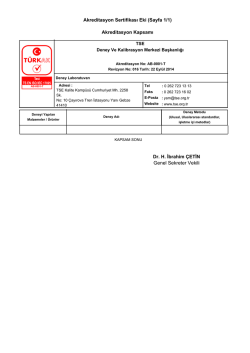 Akreditasyon Sertifikası Eki (Sayfa 1/1) Akreditasyon Kapsamı Dr. H