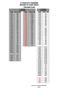 27 Kasım 2014 &ndash; Dinleme ve Yazma Sınavı Planı