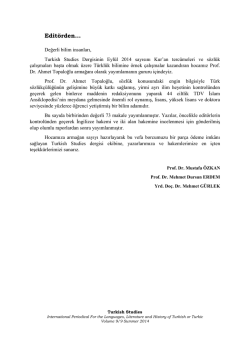 Edit&ouml;rden&hellip; - Turkish Studies