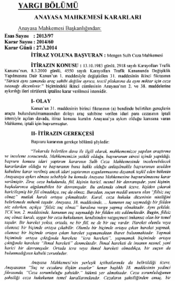 Anayasa Mahkemesinin 27/3/2014 Tarihli ve E