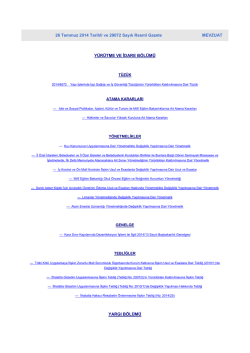 26 Temmuz 2014 Tarihli ve 29072 Sayılı Resm&icirc; Gazete MEVZUAT