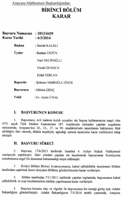 Anayasa Mahkemesinin 6/3/2014 Tarihli ve 2013