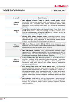 Haftalık EkoPolitik G&uuml;ndem 17-21 Kasım 2014