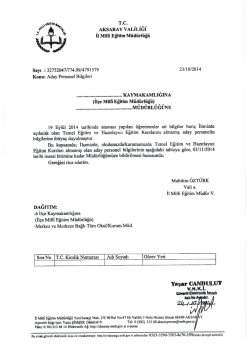 Aday Personel Bilgileri - Aksaray Milli Eğitim M&uuml;d&uuml;rl&uuml;ğ&uuml;