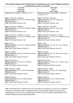 2014 Yaz D&ouml;nemi Kayıt olan &Ouml;ğrenciler İ&ccedil;in Final ve