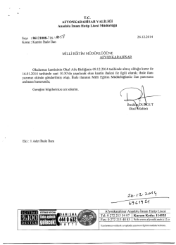 Müdürlüğümüzün konu ile ilgili ihale ilanı yazısı.